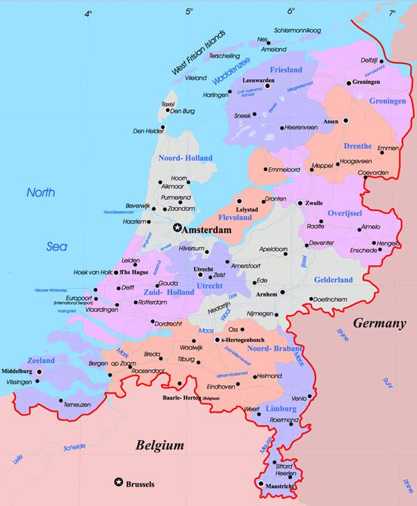 Map of Netherlands cities: major cities and capital of Netherlands