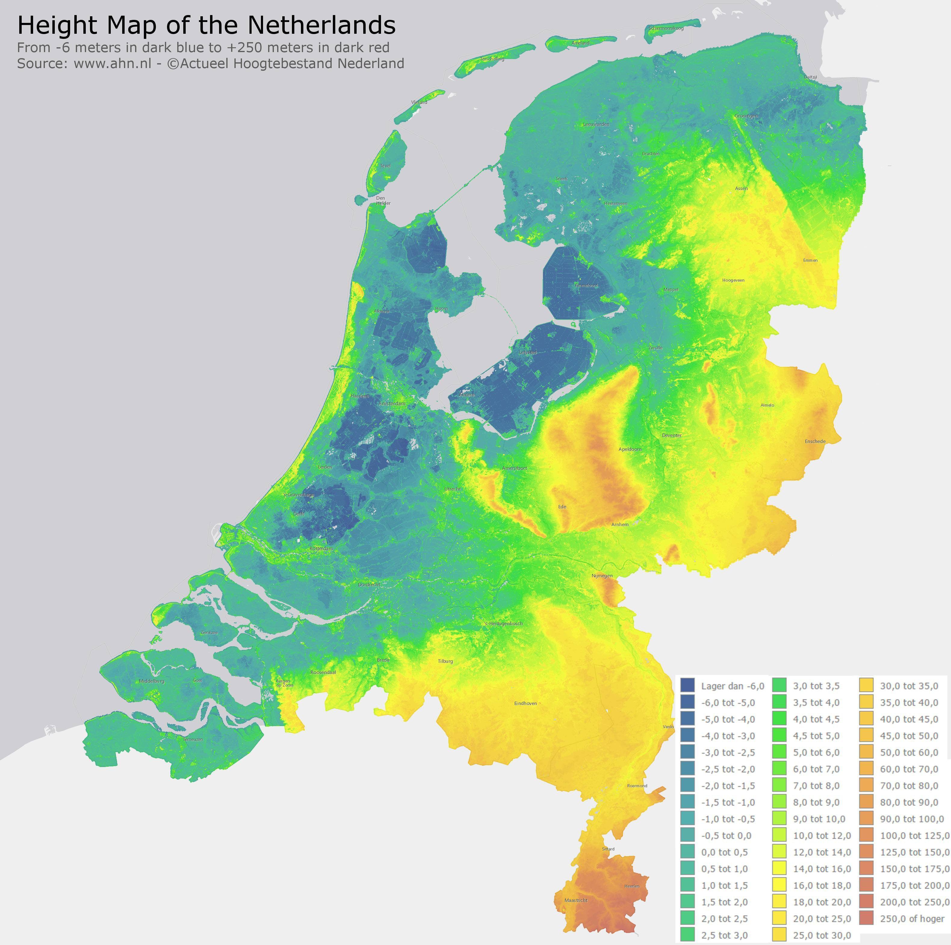 Netherlands Elevation Map 