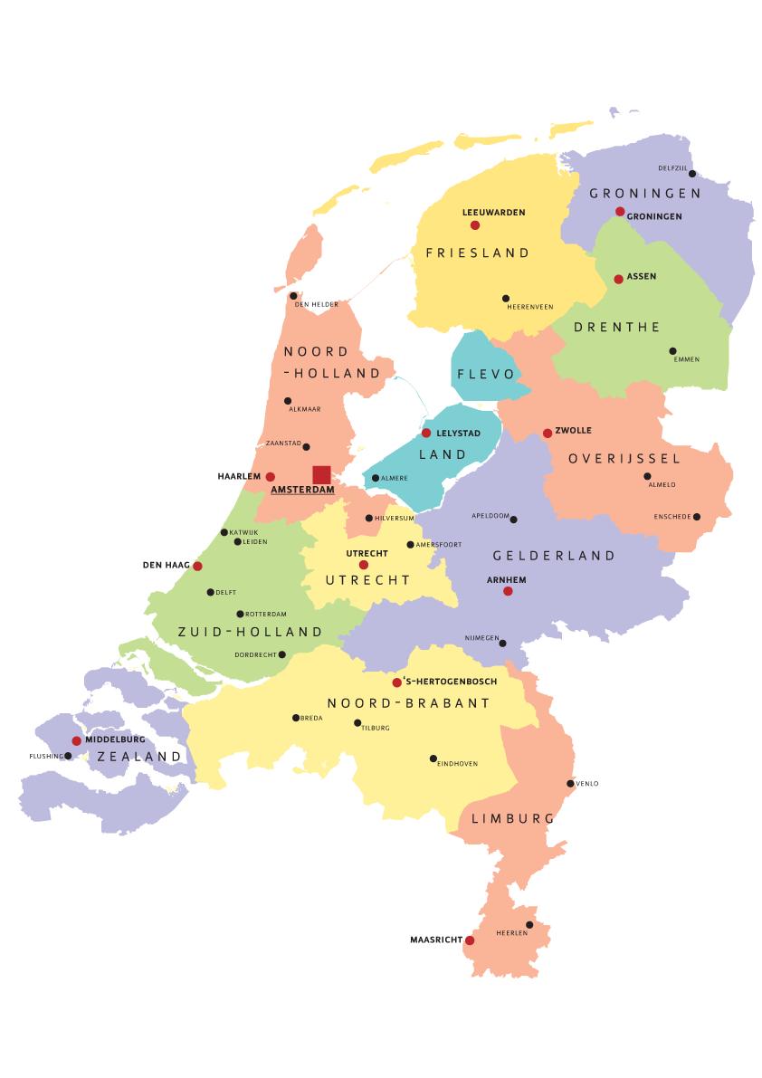 Map of Netherlands regions: political and state map of Netherlands