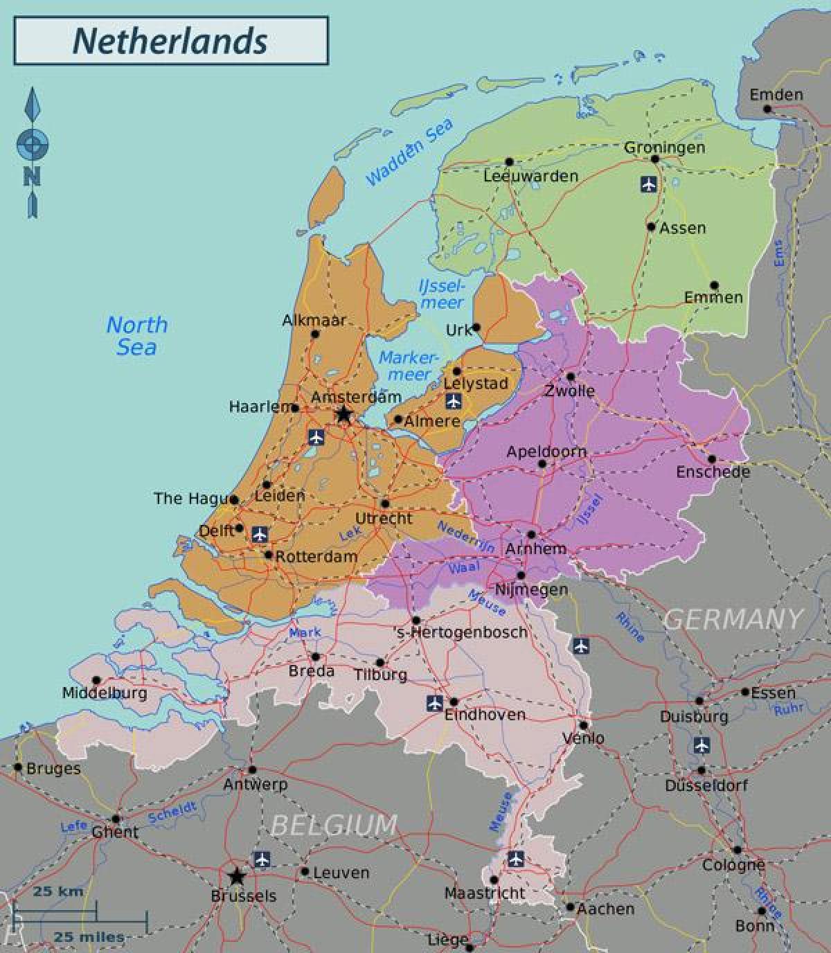 Large map of Netherlands