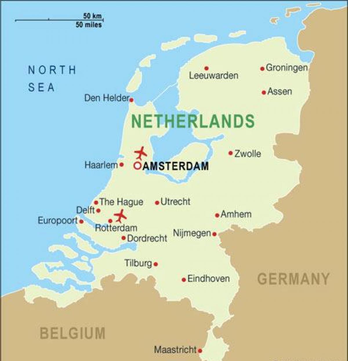 Map of Netherlands airports