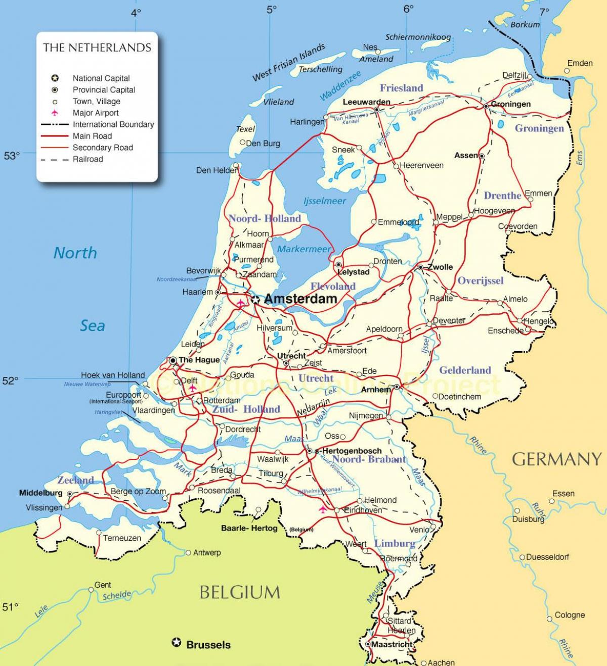 Map of the country Netherlands