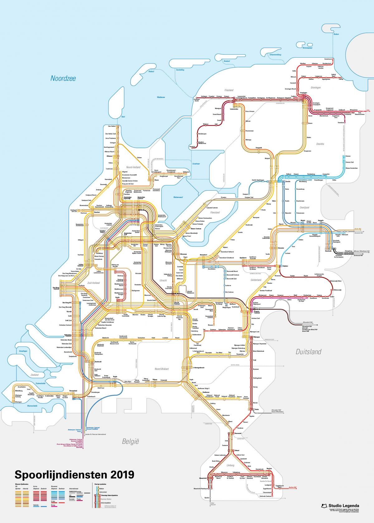 Netherlands train lines map