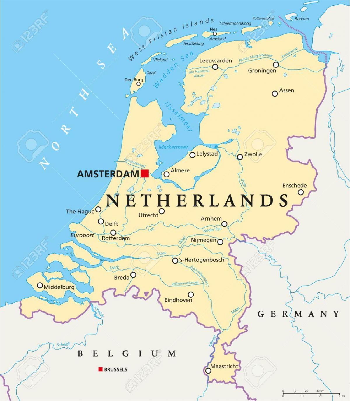 Rivers in Netherlands map