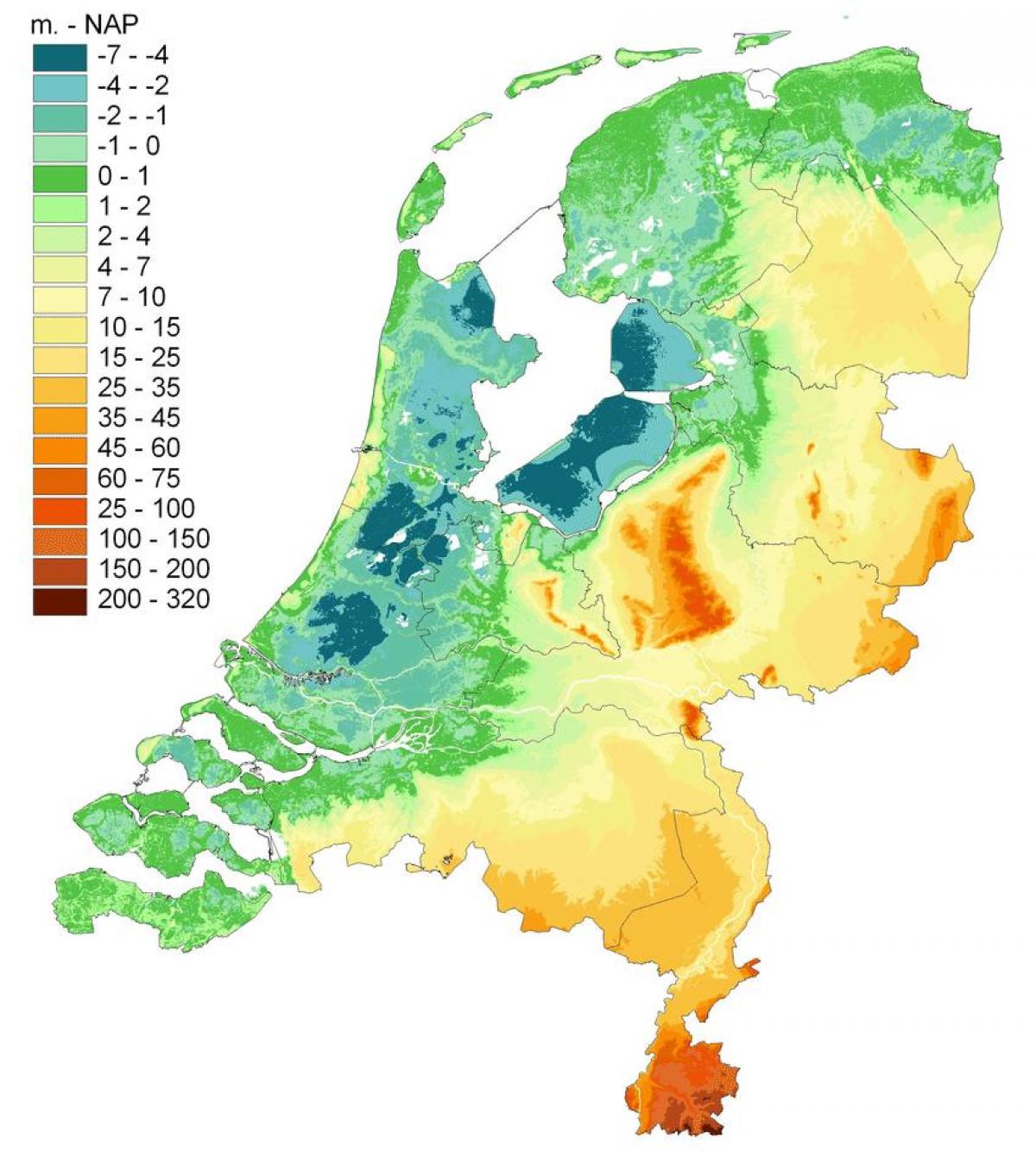 Topographical map of Netherlands